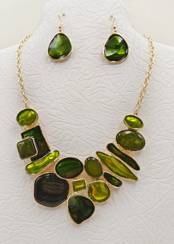 NECKLACE SET STONES ( 5087 GGN ) sold by Oh My Jewelry