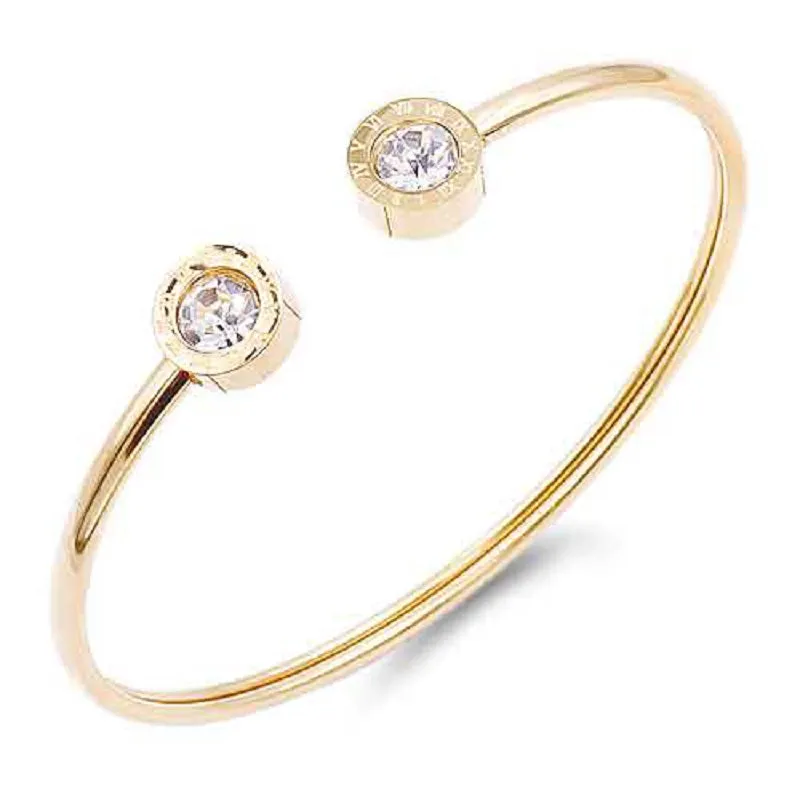GOLD BANGLE CLEAR STONES(BS 4070GD) sold by Oh My Jewelry