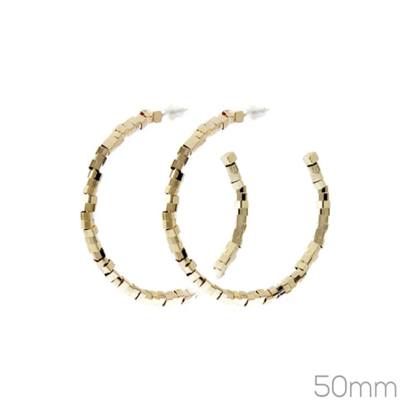 METAL BEADED HOOP EARRINGS ( 27596 50G ) sold by Oh My Jewelry