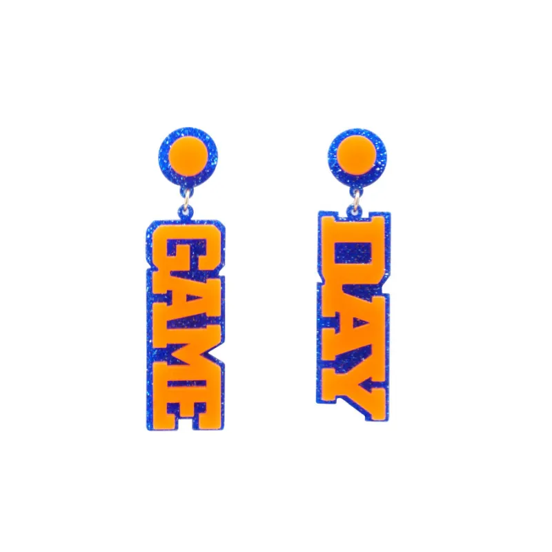 ORANGE BLUE GAME DAY EARRINGS ( 5924 BLORG ) sold by Oh My Jewelry