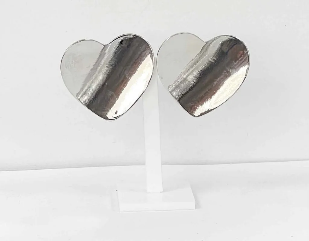 SILVER HEART CLIP ON EARRINGS ( 3074 S ) sold by Oh My Jewelry
