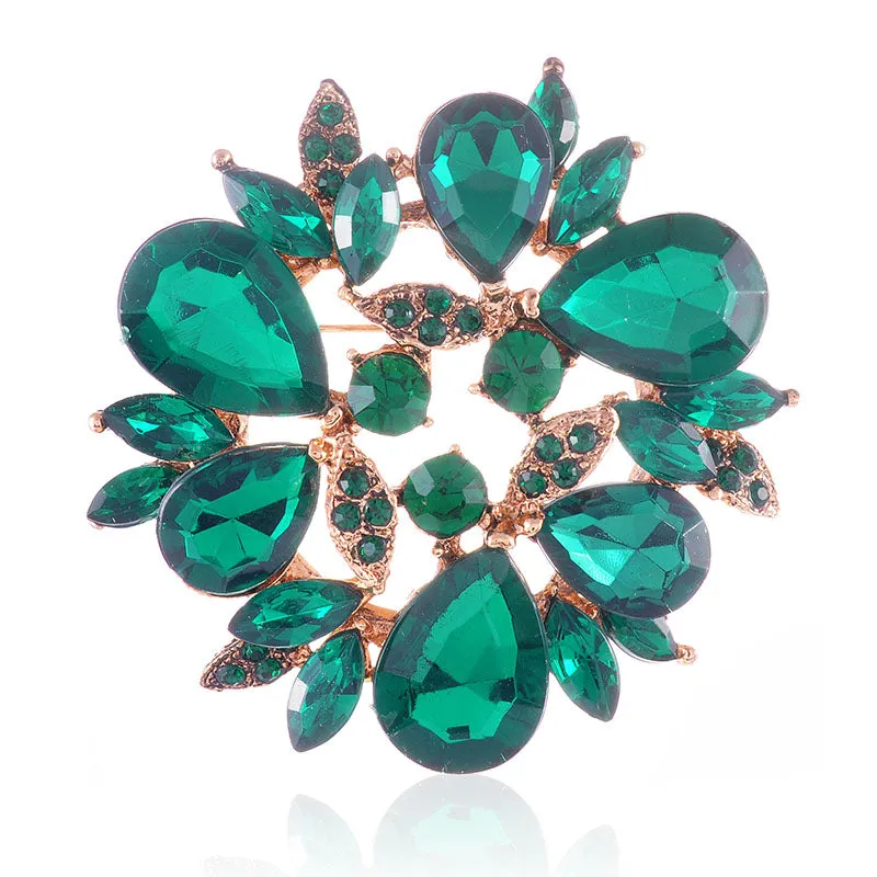 EMERALD GREEN Rhinestone Circular Brooch/PENDANT ( 1124 EM ) sold by Oh My Jewelry