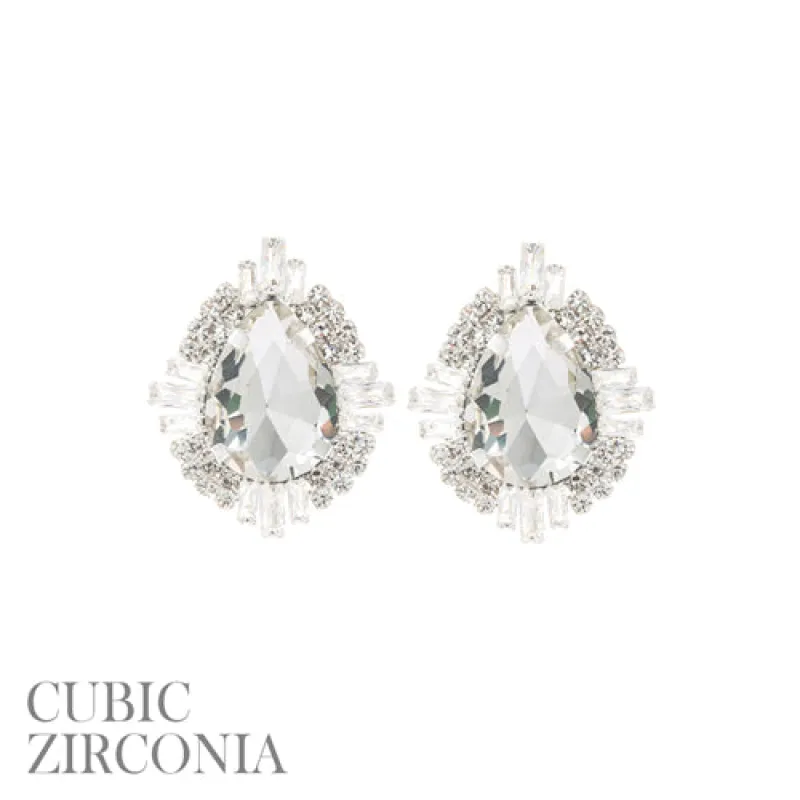 RHINESTONE TEARDROP EARRINGS CZ STONES ( 28119 CRS ) made by Rebecca Minkoff