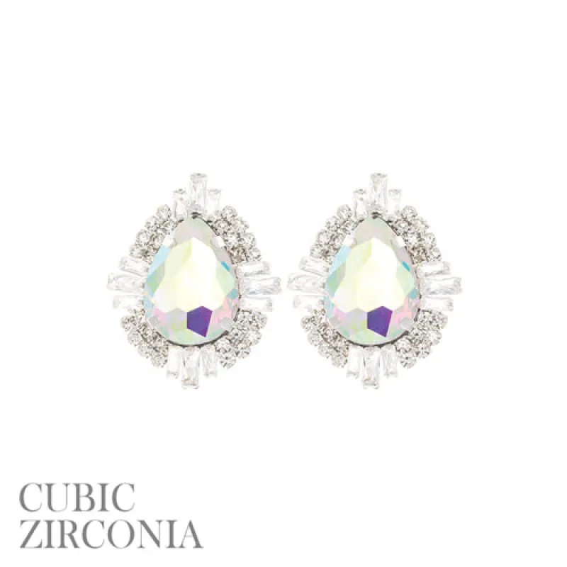 RHINESTONE TEARDROP EARRINGS CZ STONES ( 28119 ABS ) sold by Oh My Jewelry
