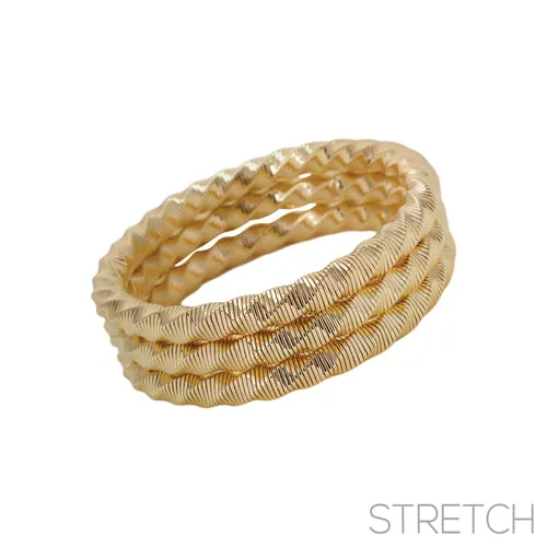 3 PIECE TWISTED OMEGA STRETCH BRACELET ( 84448 G ) sold by Oh My Jewelry