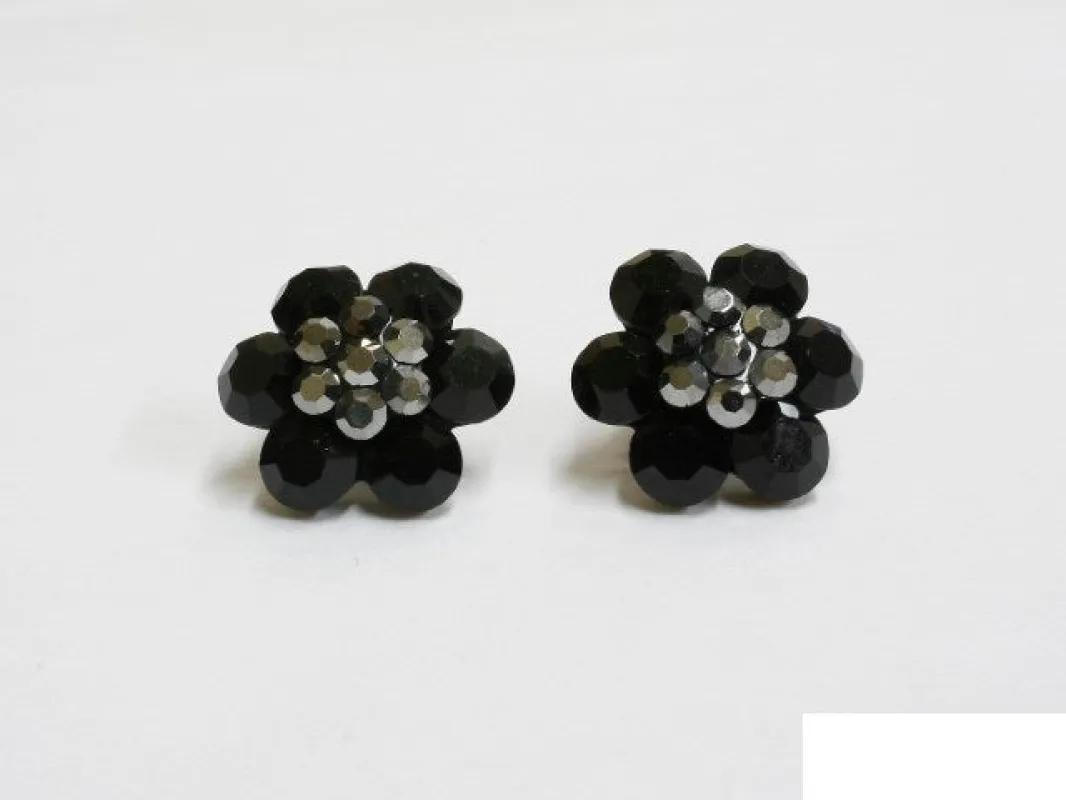 BLACK CRYSTAL STUD EARRINGS ( 4068 BK ) sold by Oh My Jewelry
