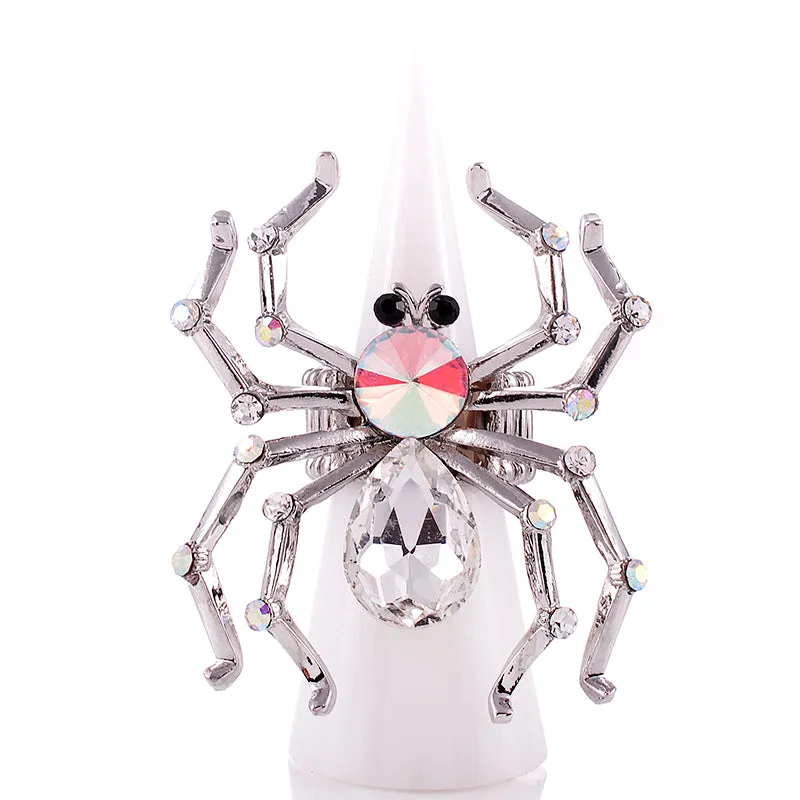 CRYSTAL SPIDER STRETCH RING ( 1341 SAB ) made by Oh My Jewelry
