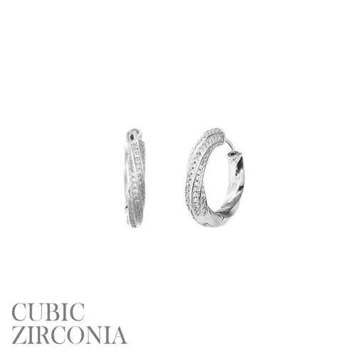SILVER CZ HOOP EARRINGS ( 28494 CRR ) sold by Oh My Jewelry