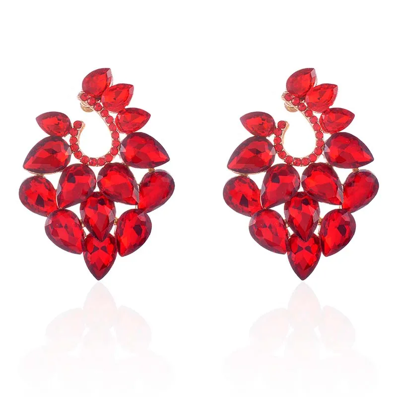 CRYSTAL POST EARRINGS ( 2586 RED ) made by Oh My Jewelry