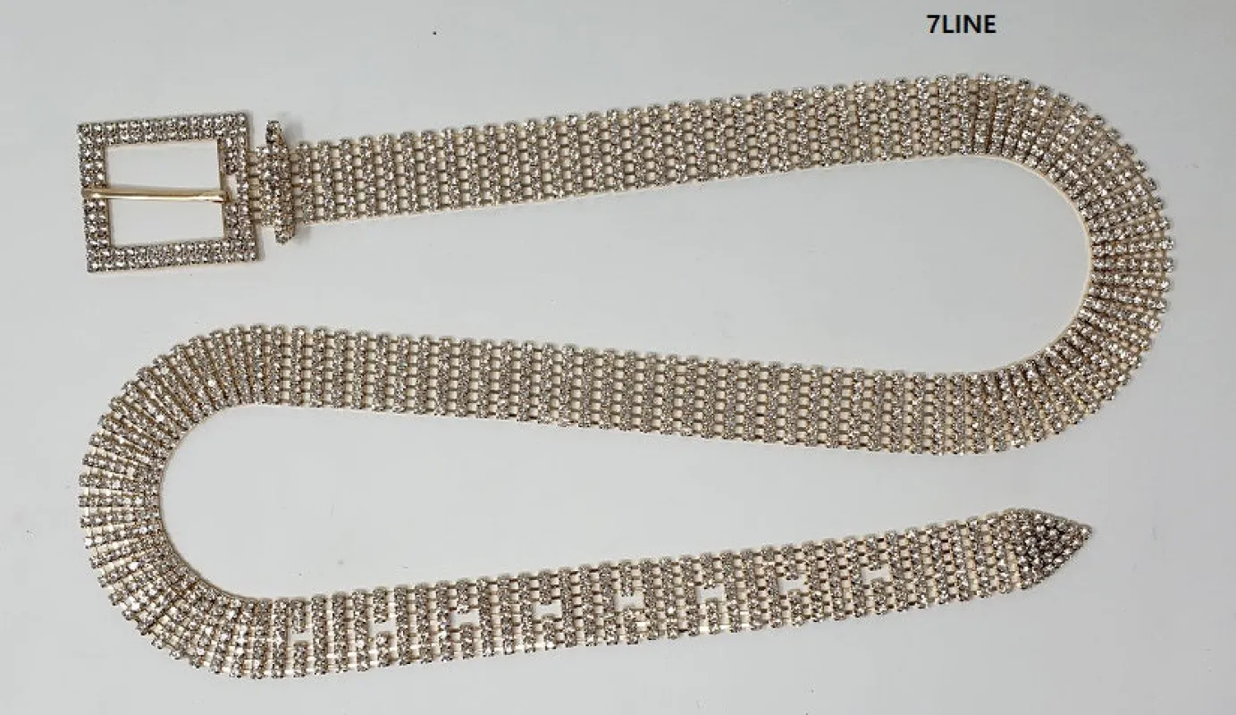GOLD BELT BUCKLE CLEAR STONES ( 40013 G ) sold by Oh My Jewelry