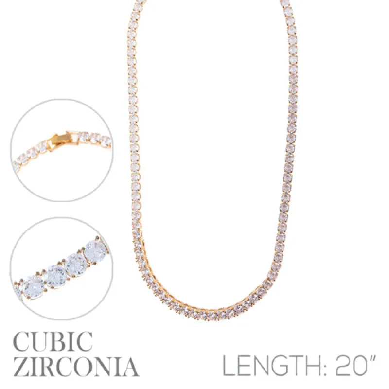 GOLD NECKLACE CLEAR CUBIC ZIRCONIA CZ STONES ( 18240 20CRG ) sold by Oh My Jewelry
