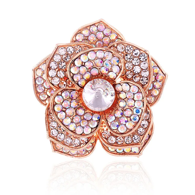 GOLD AB CRYSTAL FLOWER STRETCH RING ( 1325 GAB ) sold by Oh My Jewelry