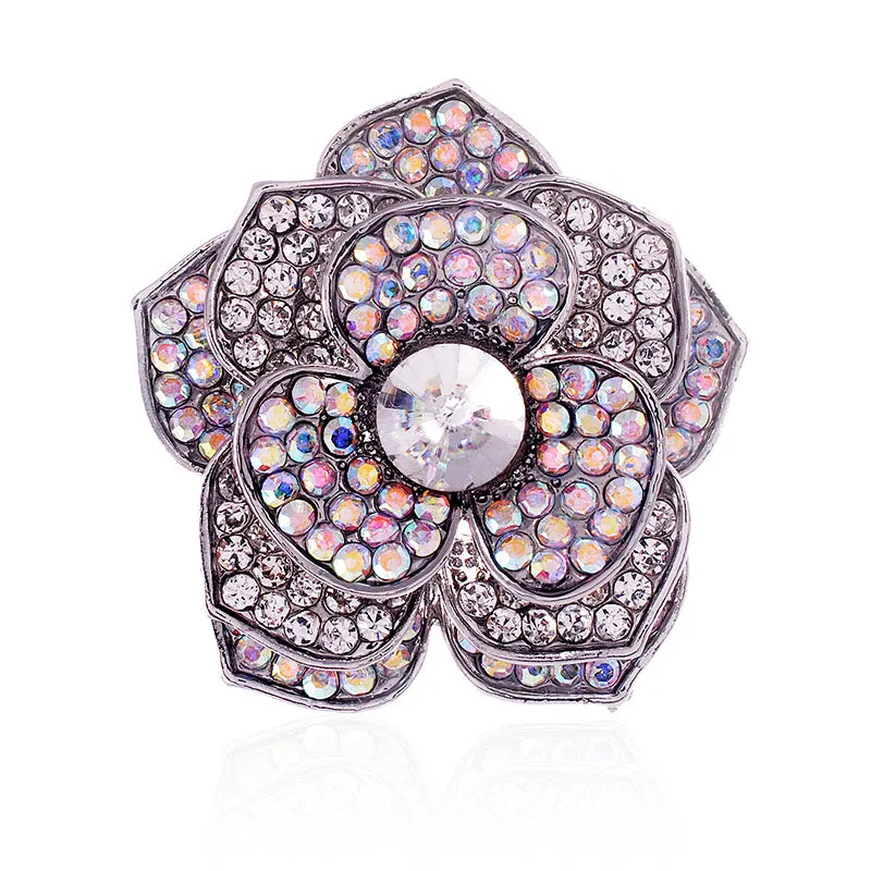 SILVER AB CRYSTAL FLOWER STRETCH RING ( 1325 SAB ) sold by Oh My Jewelry