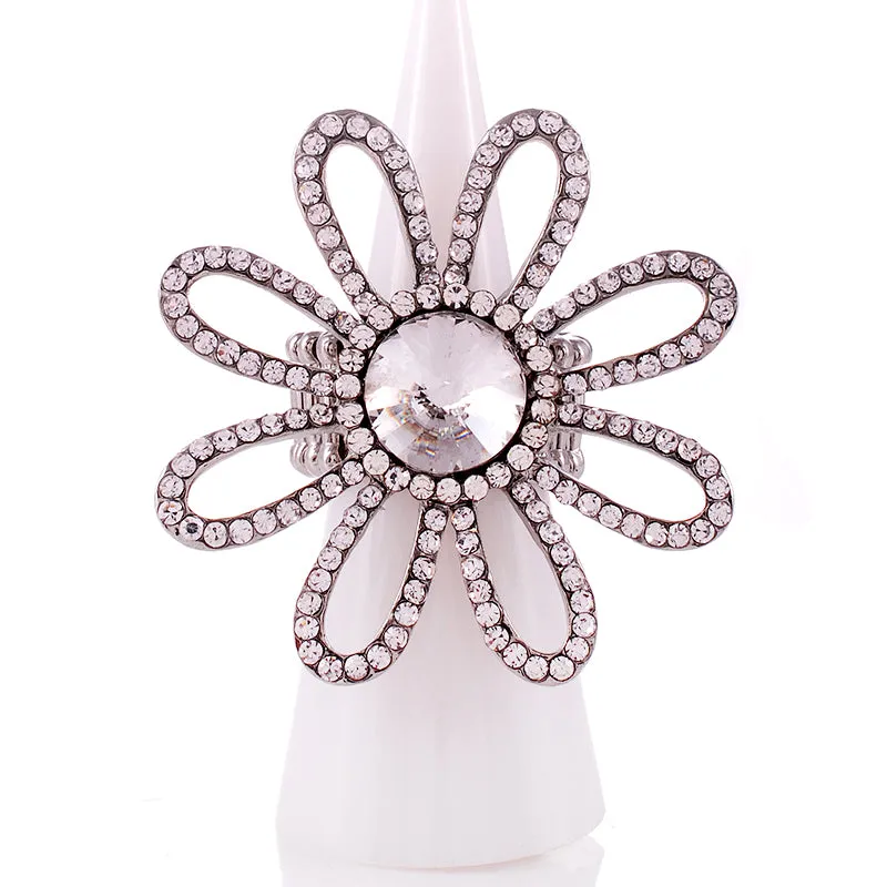 CRYSTAL FLOWER STRETCH RING CLEAR ( 1326 SCL ) sold by Oh My Jewelry