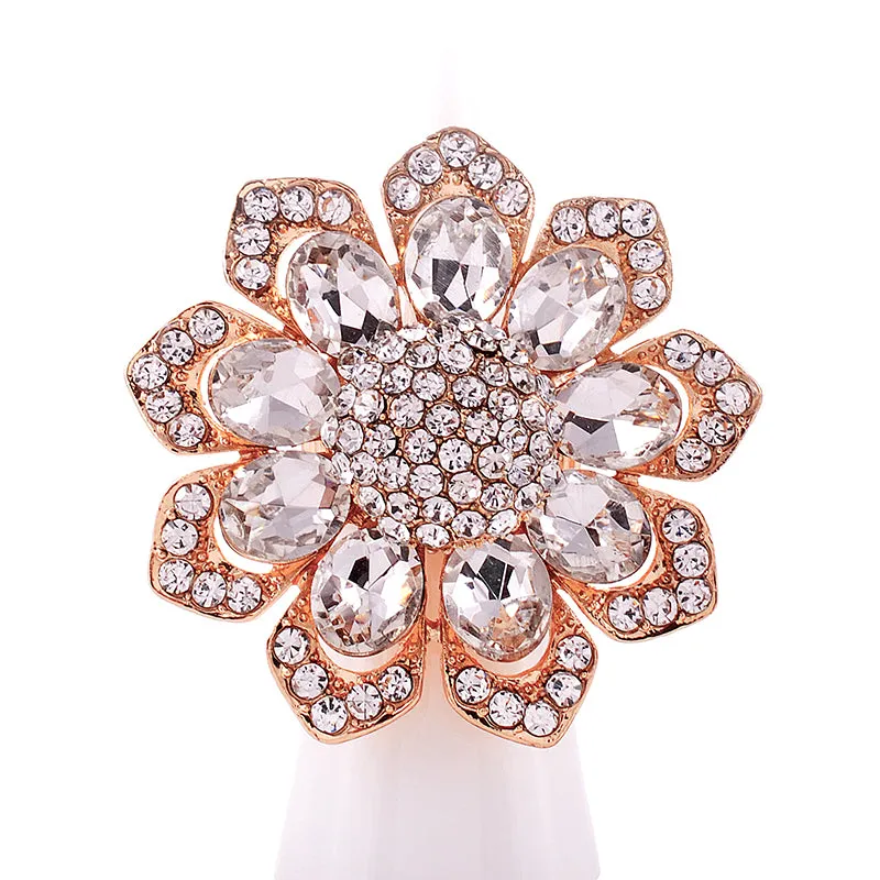 CRYSTAL FLOWER STRETCH RING ( 1336 GCL ) sold by Oh My Jewelry