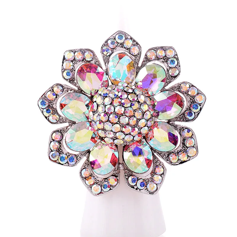 CRYSTAL FLOWER STRETCH RING ( 1336 SAB ) sold by Oh My Jewelry