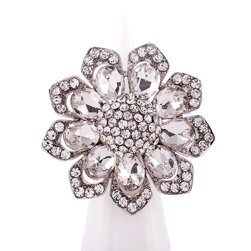 CRYSTAL FLOWER STRETCH RING ( 1336 SCL ) sold by Oh My Jewelry