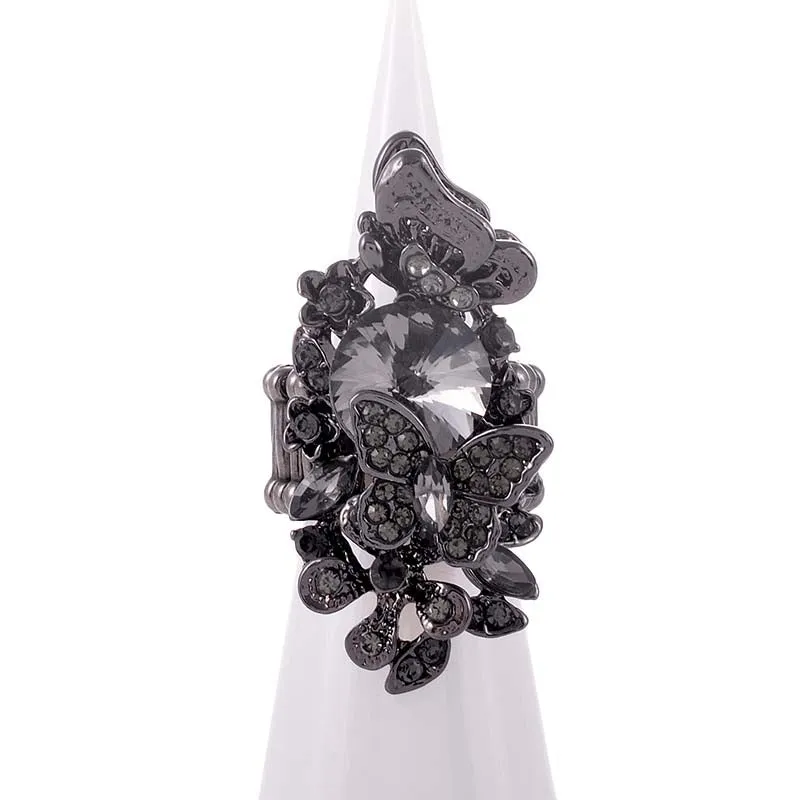 CRYSTAL BUTTERFLY STRETCH RING ( 1253 BD ) made by Oh My Jewelry
