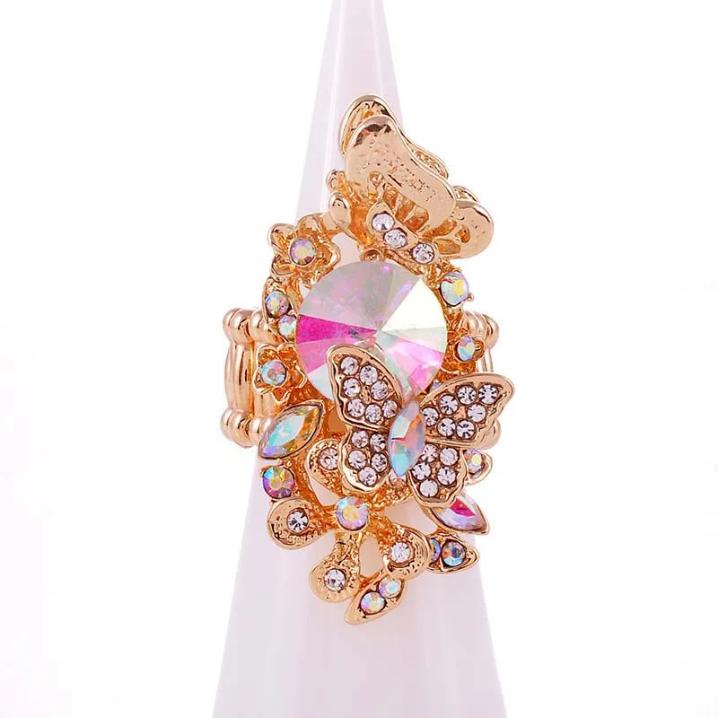 CRYSTAL BUTTERFLY STRETCH RING ( 1253 GAB ) made by Oh My Jewelry