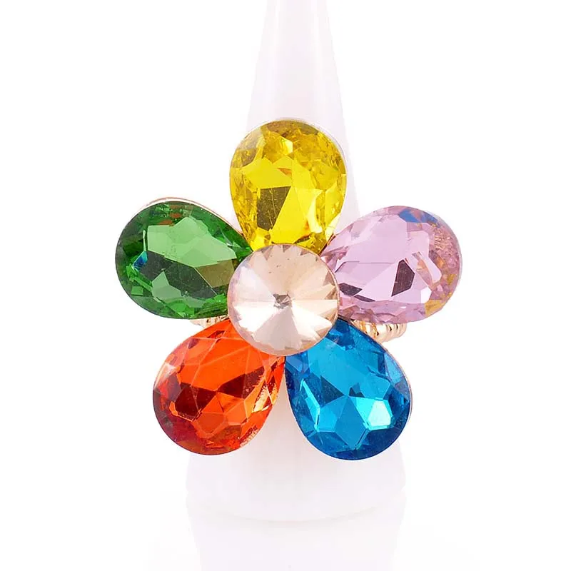 LARGE CRYSTAL FLOWER STRETCH RING ( 1327 LM ) sold by Oh My Jewelry