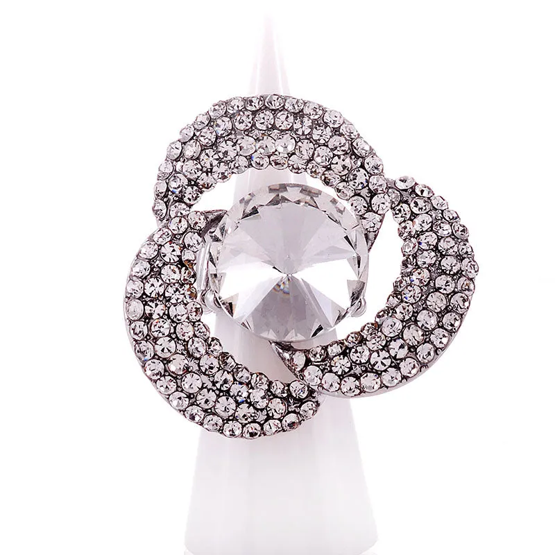 CRYSTAL FLOWER STRETCH RING ( 1329 SCL ) sold by Oh My Jewelry