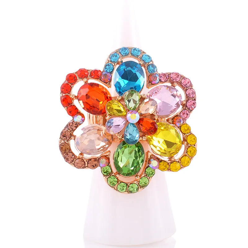 CRYSTAL FLOWER STRETCH RING ( 1335 LM ) sold by Oh My Jewelry