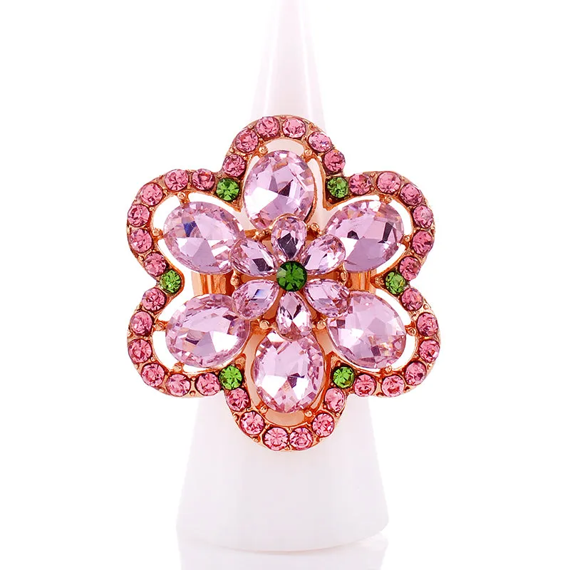 CRYSTAL FLOWER STRETCH RING ( 1335 PNG ) sold by Oh My Jewelry