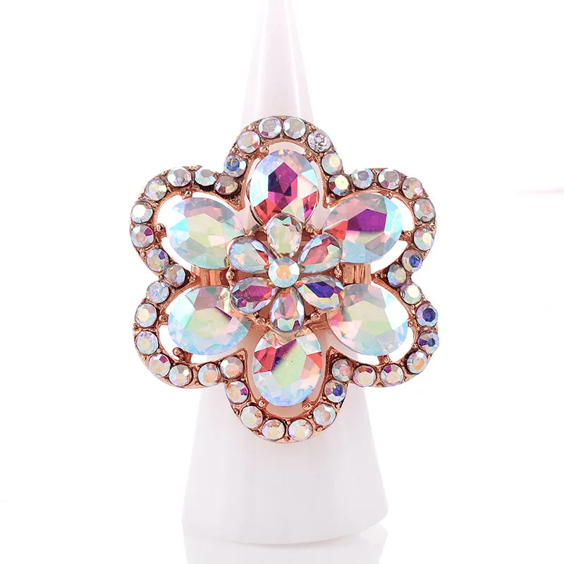 CRYSTAL FLOWER STRETCH RING ( 1335 GAB ) sold by Oh My Jewelry