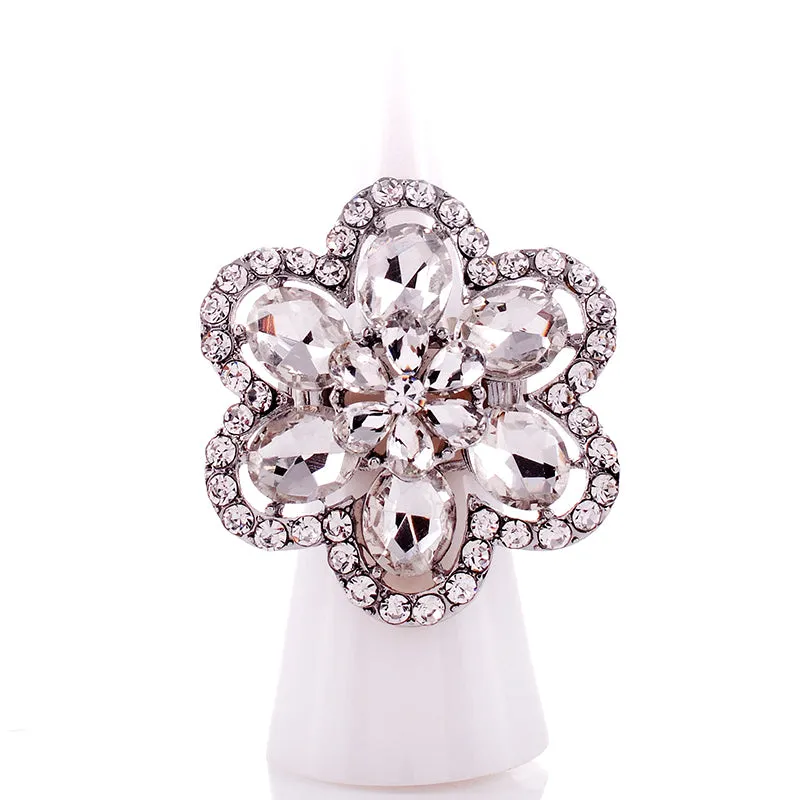 CRYSTAL FLOWER STRETCH RING ( 1335 SCL ) sold by Oh My Jewelry