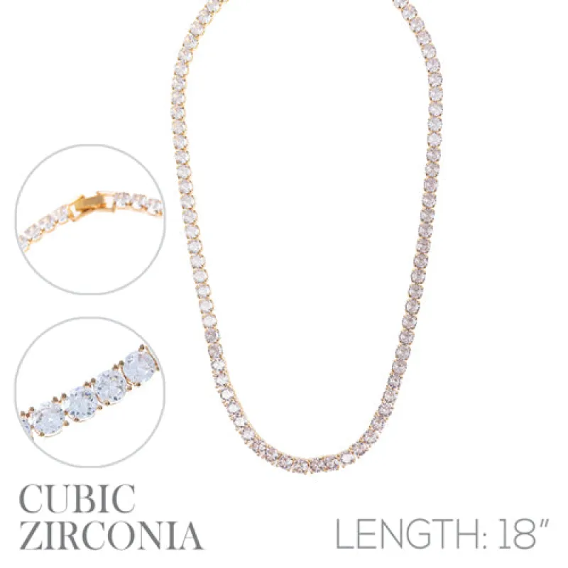 GOLD NECKLACE CLEAR CUBIC ZIRCONIA CZ STONES ( 18240 18CRG ) sold by Oh My Jewelry
