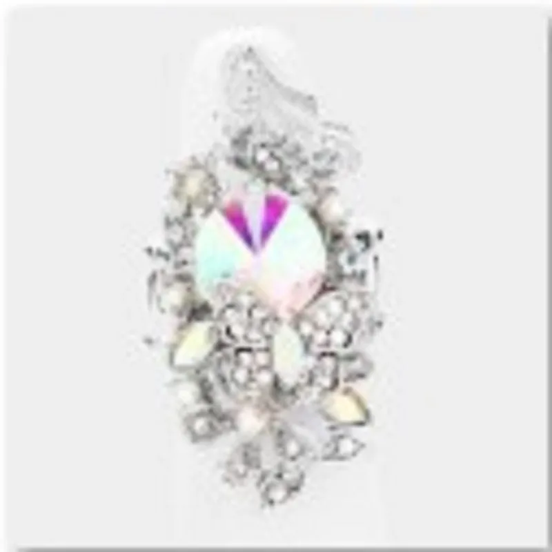 SILVER BUTTERFLY FLOWER STRETCH RING AB STONES ( 1253 SAB ) sold by Oh My Jewelry