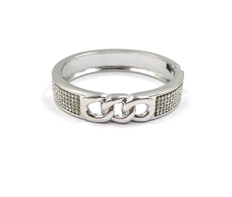 SILVER BANGLE CLEAR STONES ( 0304 3C ) sold by Oh My Jewelry