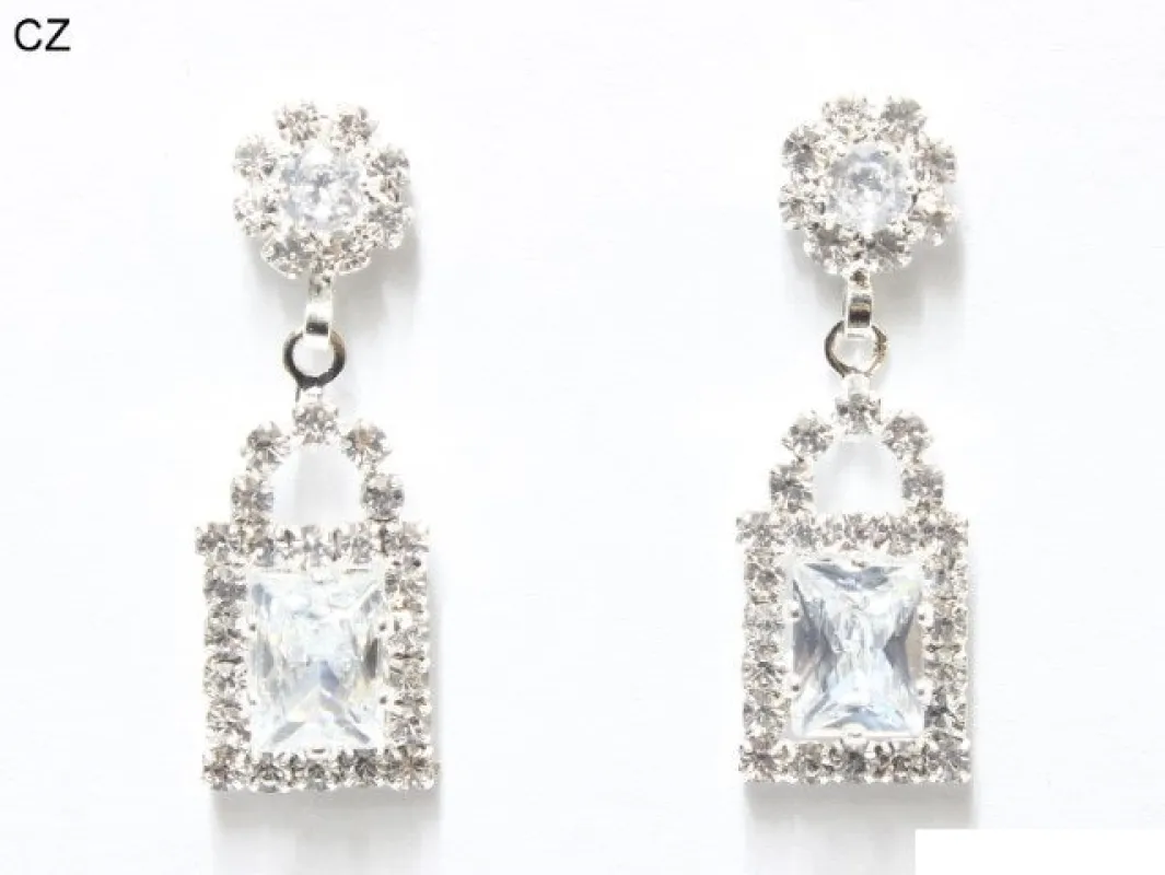 SILVER CZ STONE EARRINGS ( 6940 SCRY ) sold by Oh My Jewelry