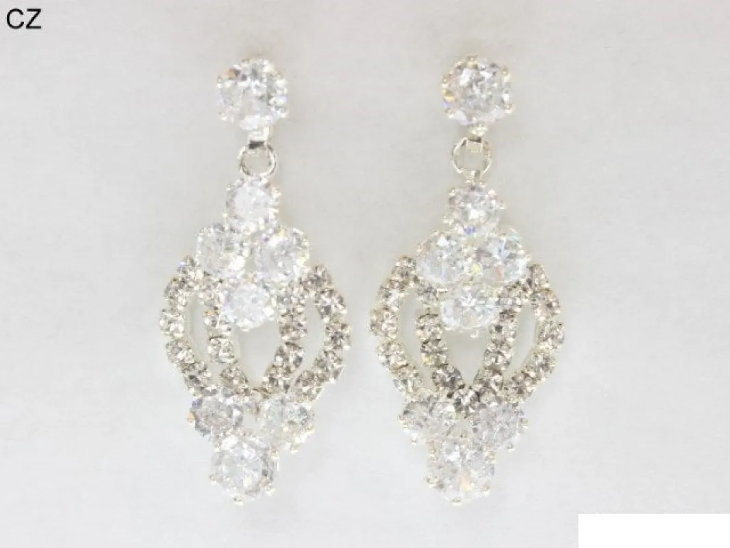 SILVER CZ STONE EARRINGS ( 6921 SCRY ) sold by Oh My Jewelry