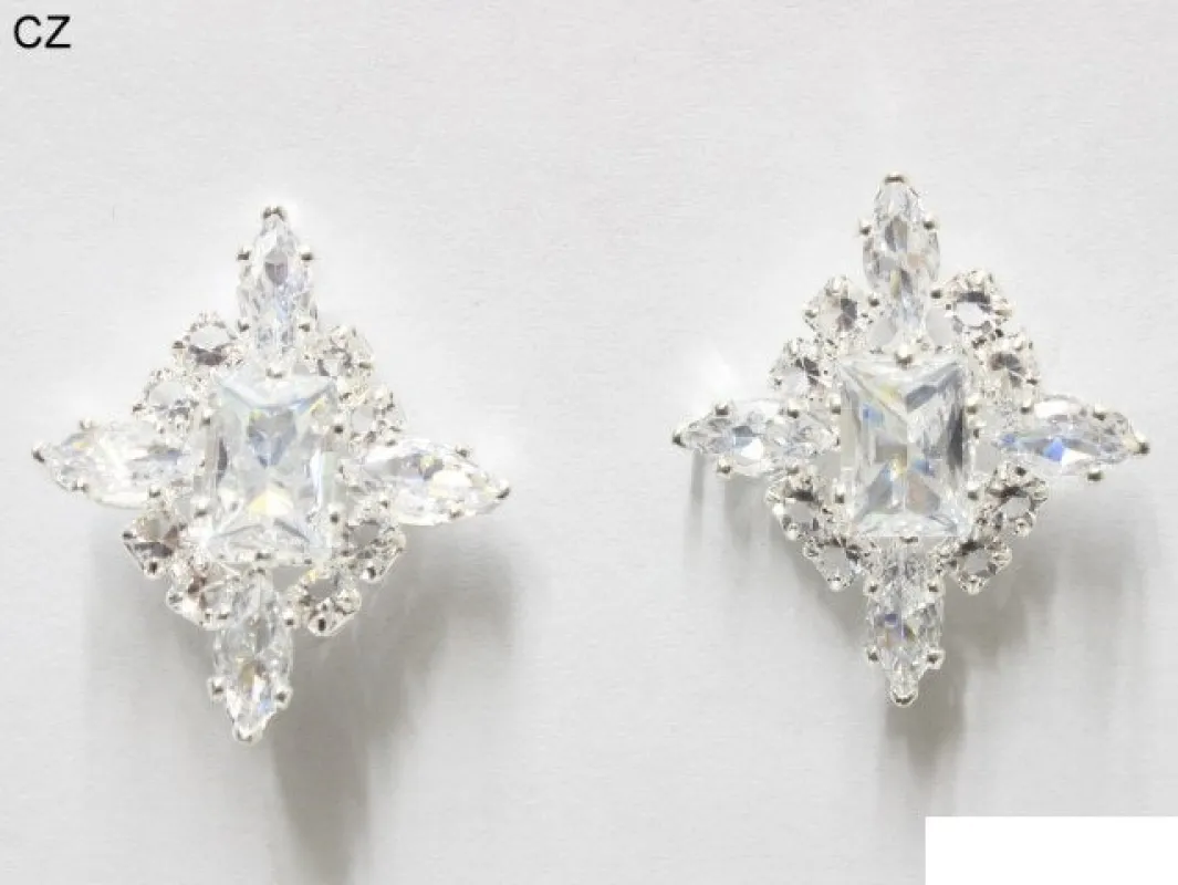 SILVER CZ STONE EARRINGS ( 6959 SCRY ) sold by Oh My Jewelry