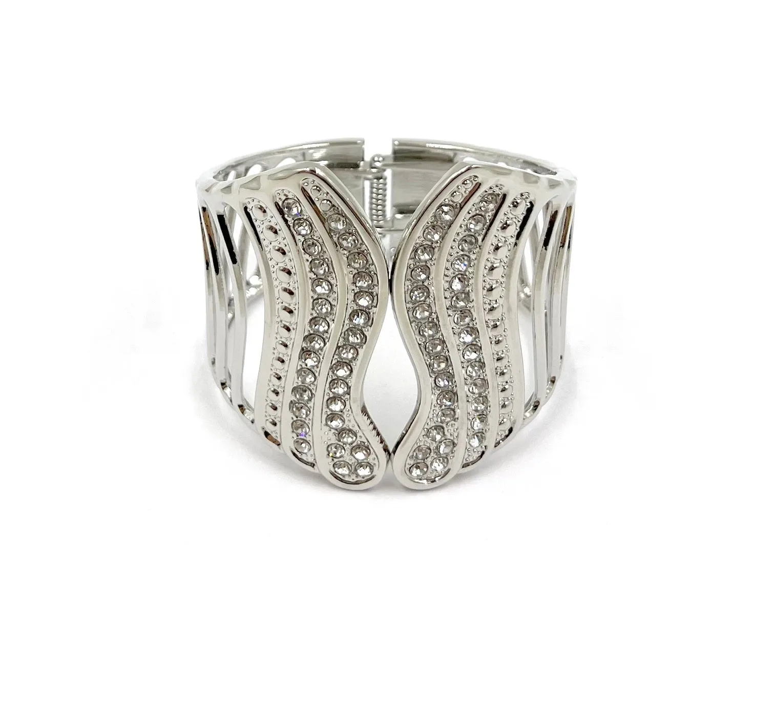 SILVER BANGLE CLEAR STONES ( 0301 3C ) sold by Oh My Jewelry