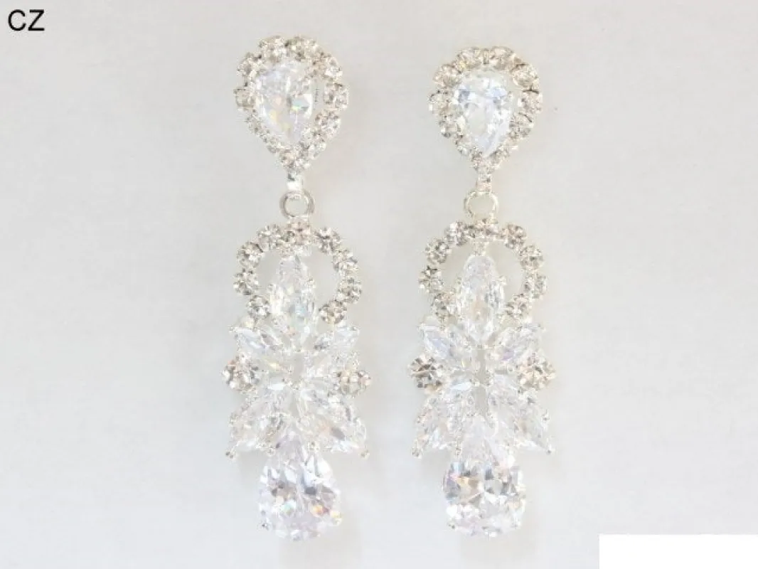 SILVER CZ STONE EARRINGS ( 6903 SCRY ) sold by Oh My Jewelry