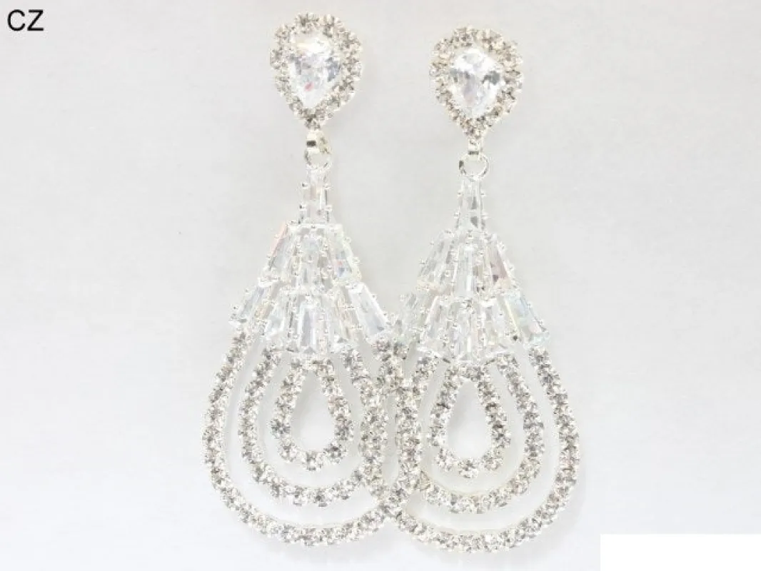 SILVER CZ STONE EARRINGS ( 6896 SCRY ) sold by Oh My Jewelry