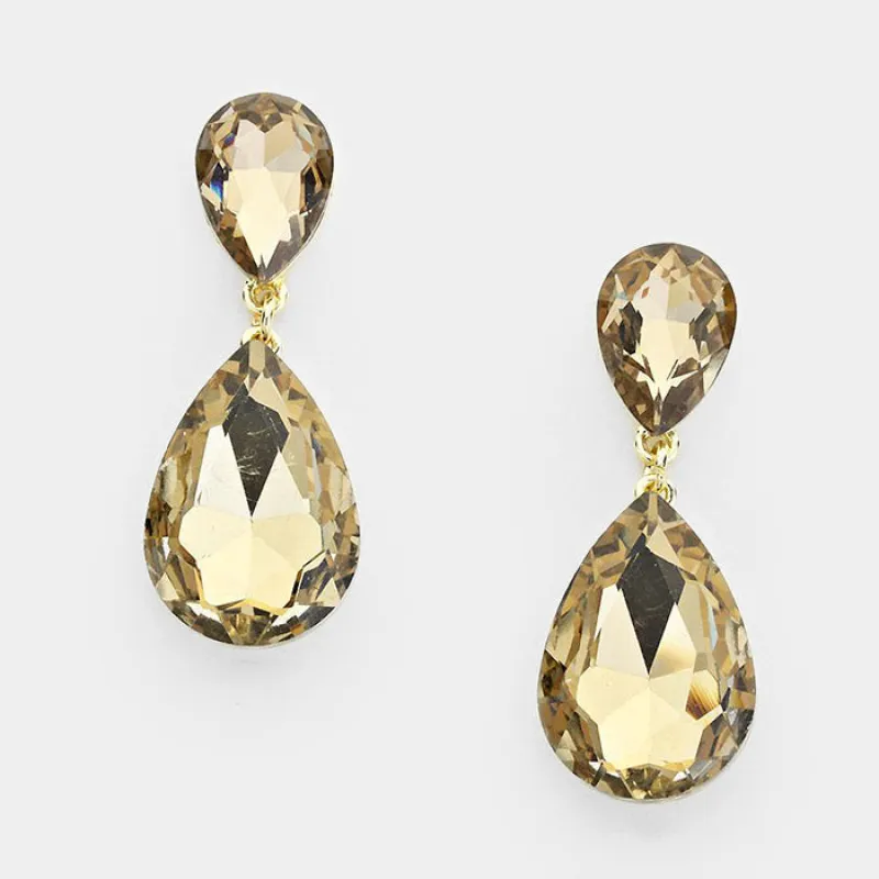 GOLD TOPAZ STONE EARRINGS ( 2337 GLCT ) made by Oh My Jewelry