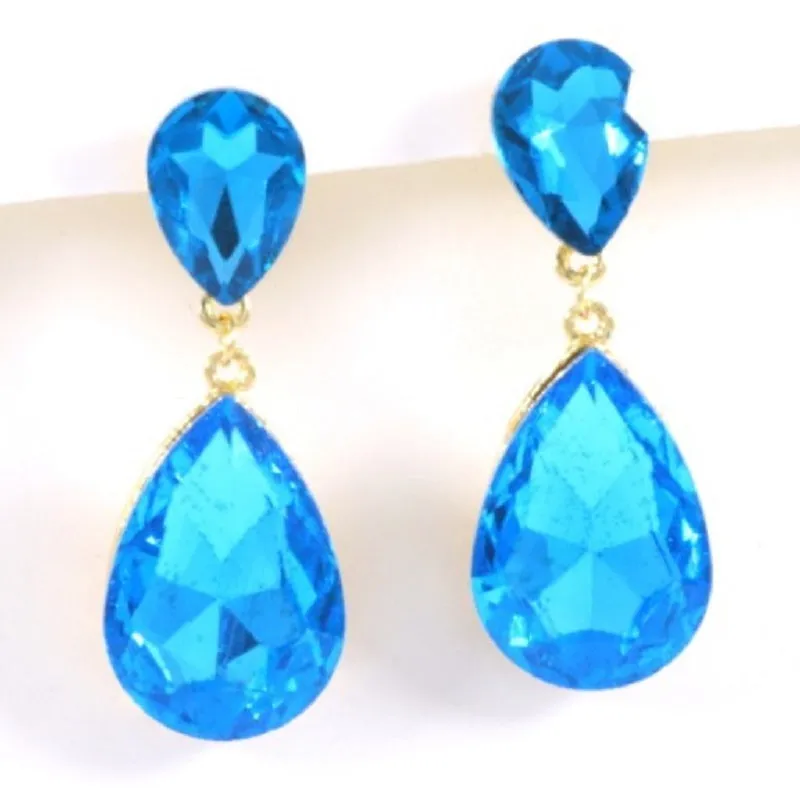 GOLD BLUE STONE EARRINGS ( 2337 GDAQ ) sold by Oh My Jewelry