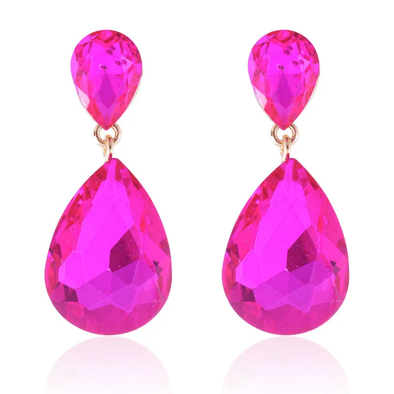 1 3/4" GOLD FUCHSIA DANGLING EARRINGS ( 1611 GFU ) sold by Oh My Jewelry