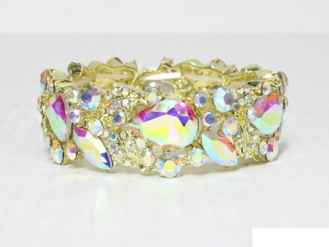 GOLD STRETCH BRACELET AB STONES ( 8868 GAB ) sold by Oh My Jewelry
