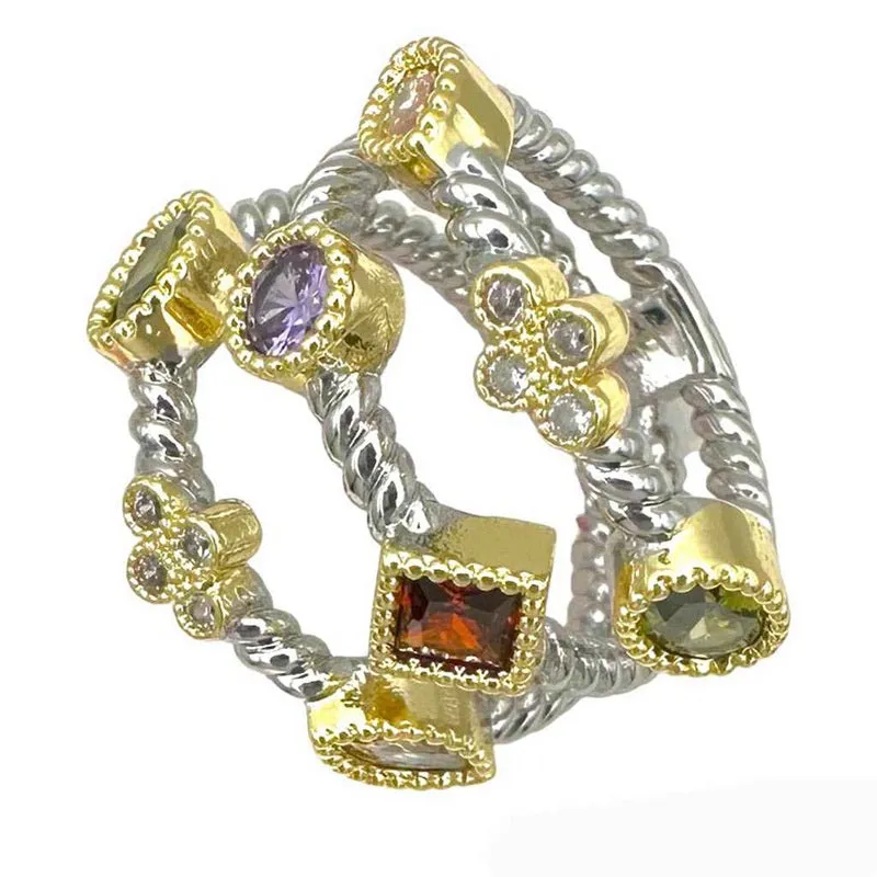 SILVER GOLD RING CZ STONES SIZE 7 ( 2169 7 ) sold by Oh My Jewelry