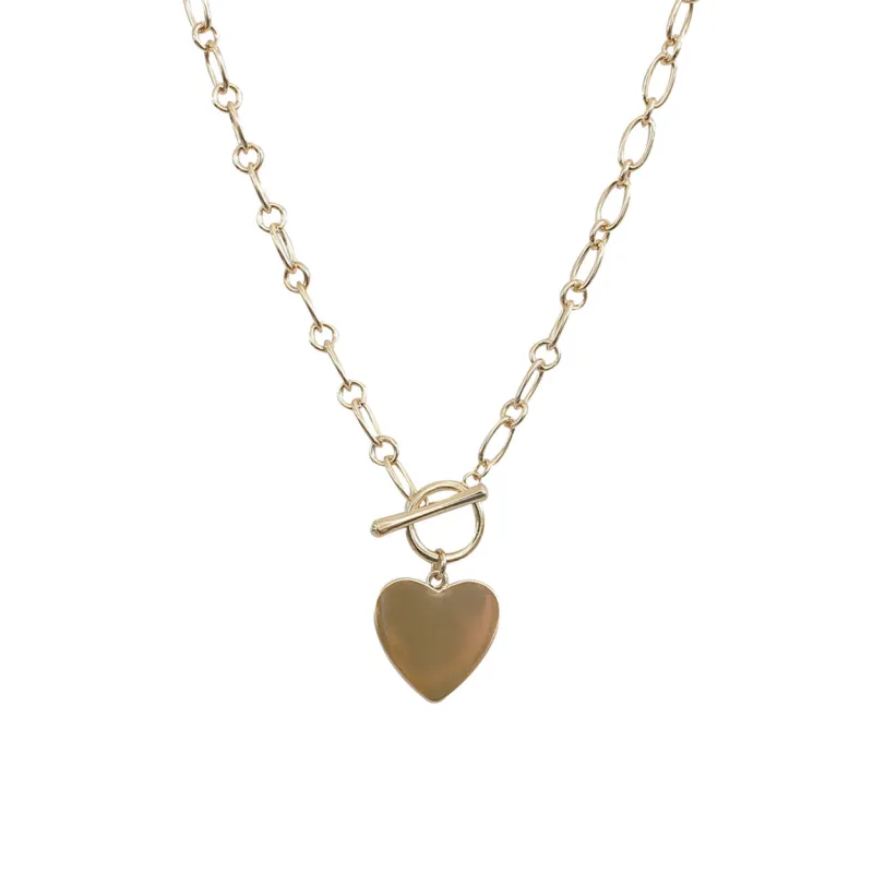 GOLD HEART PENDANT NECKLACE ( 18391 VG ) sold by Oh My Jewelry
