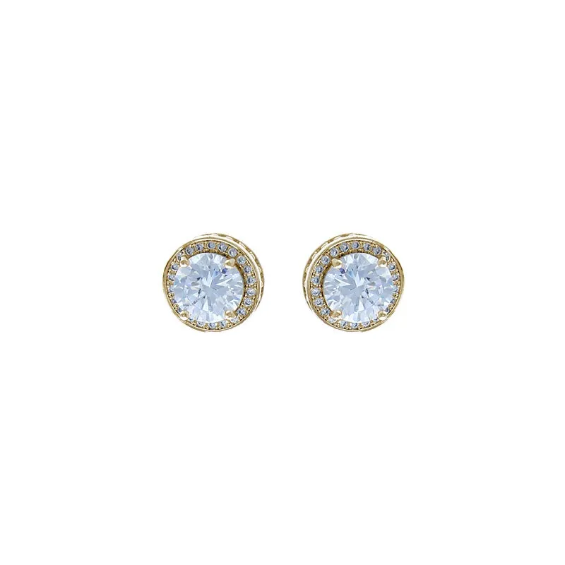 14MM GOLD CZ CUBIC ZIRCONIA STONES EARRINGS ( 27285 CRG ) sold by Oh My Jewelry