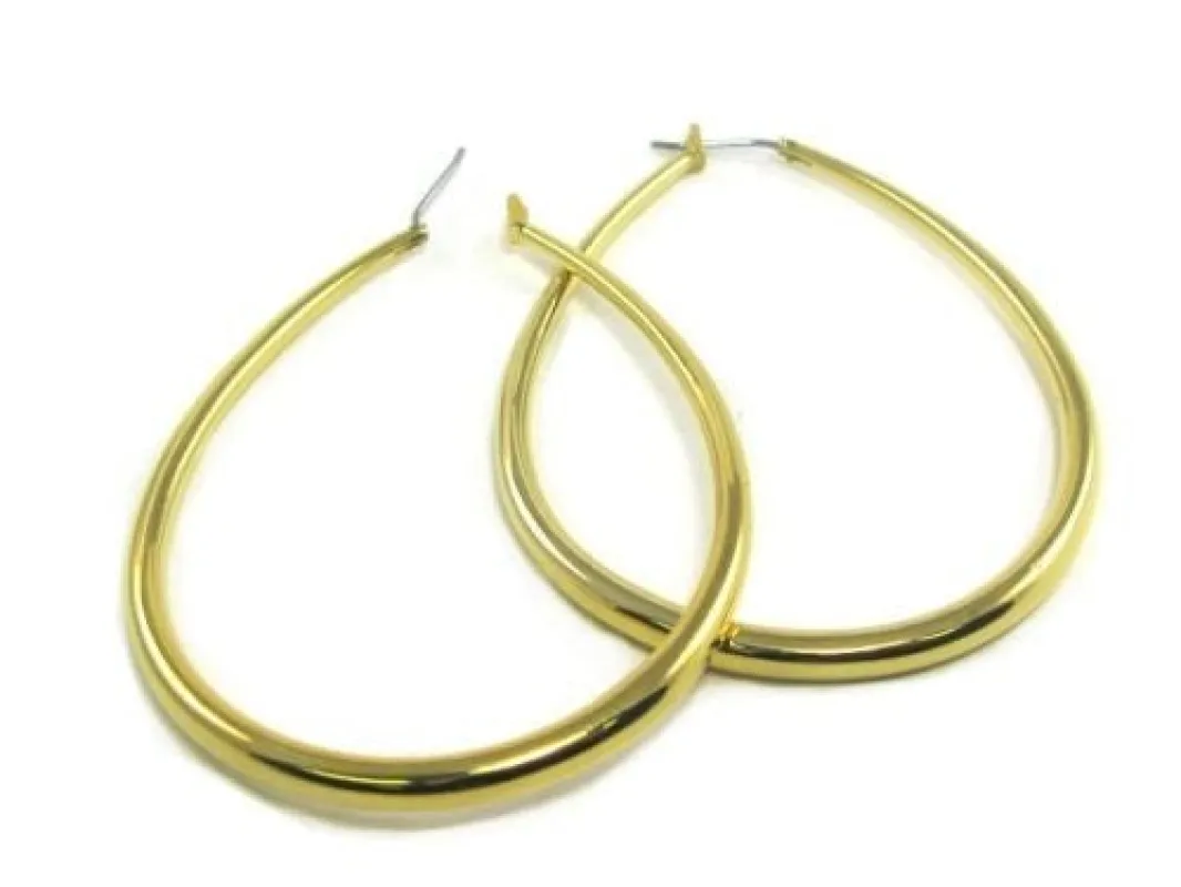 2" Gold Oval Hollow Hoop Earrings ( HT3MG ) sold by Oh My Jewelry