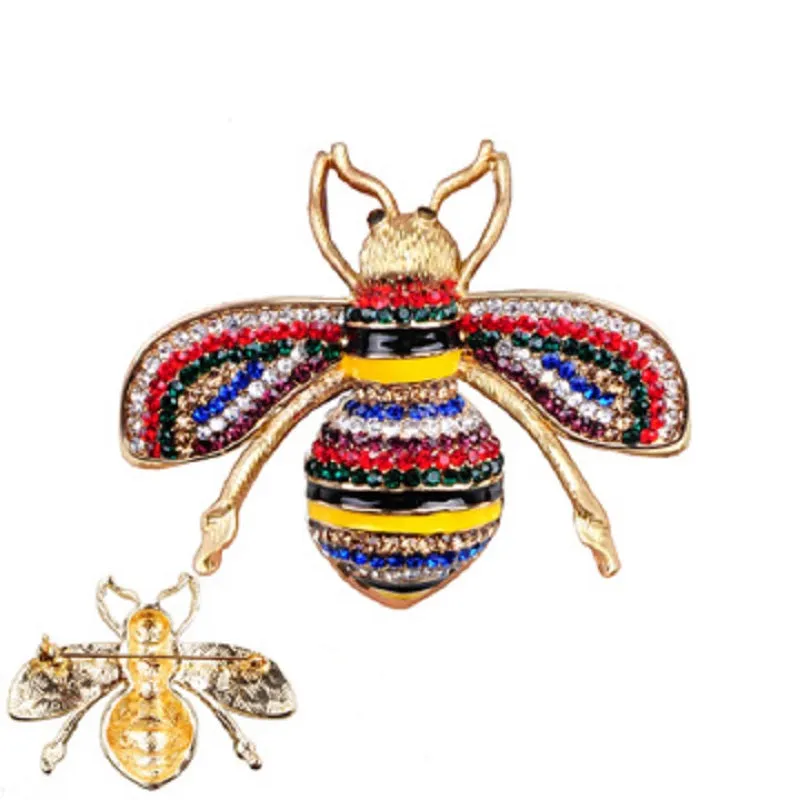 GOLD MULTI COLOR BEE BROOCH RHINESTONES ( 2002 GDRMT ) sold by Oh My Jewelry