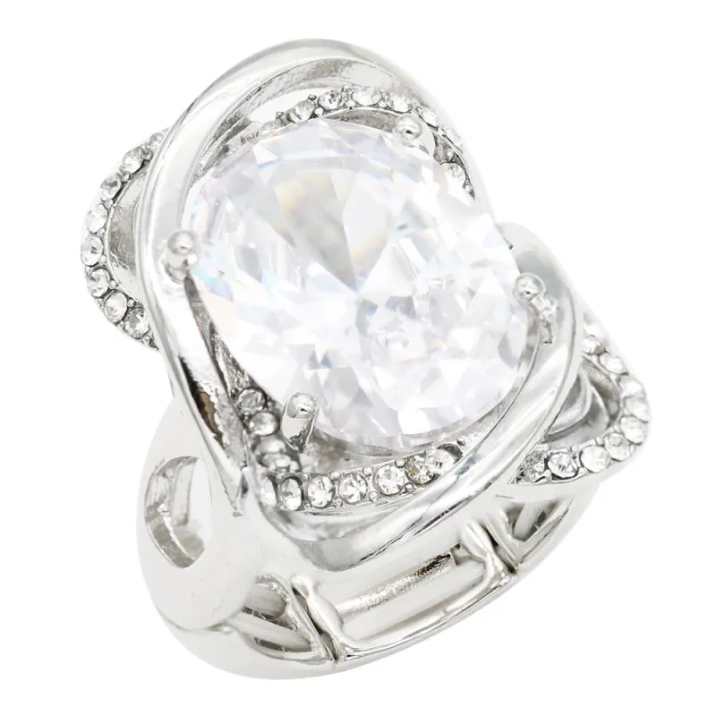 ADJUSTABLE RING CLEAR STONES ( 2277 SVCL ) sold by Oh My Jewelry