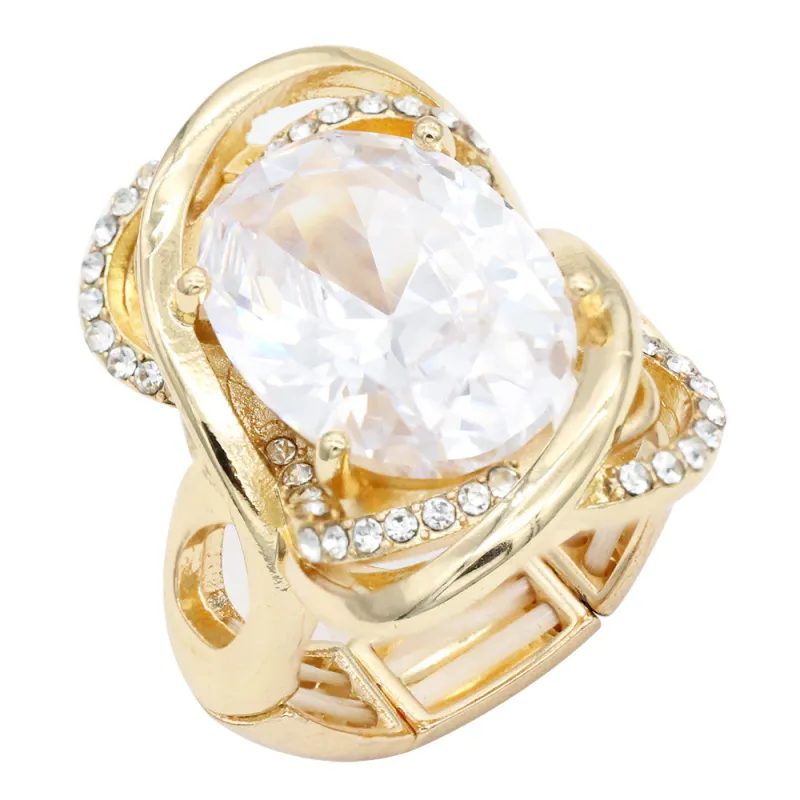 ADJUSTABLE RING CLEAR STONES ( 2277 GDCL ) sold by Oh My Jewelry
