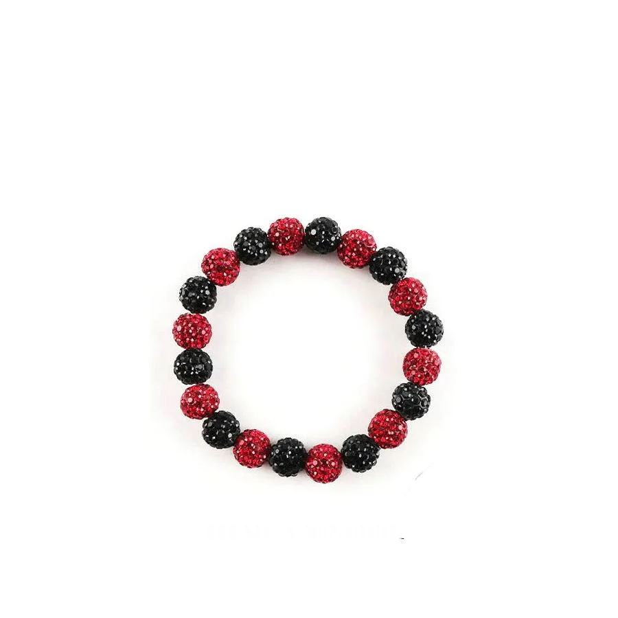 RED BLACK Rhinestone Stretch Bracelet ( 02 RDBK ) sold by Oh My Jewelry